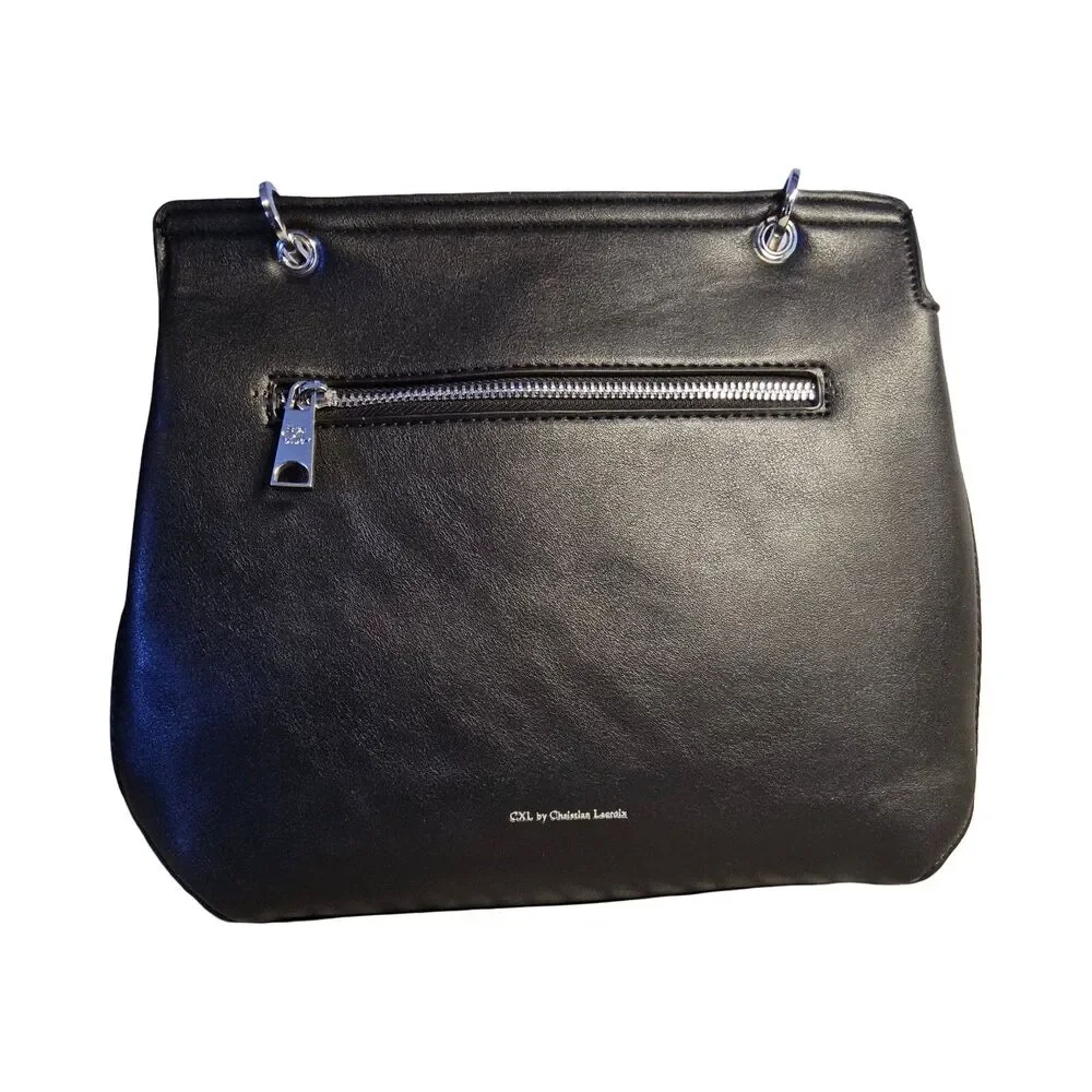 New Christian Lacroix Black Crossbody Sable Prism Python Satchel MSRP $98
